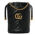 Calfskin Matelasse Mini GG Marmont 2.0 Bucket Bag Black
