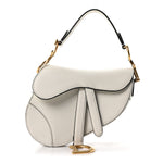 Grained Calfskin Mini Saddle Bag White