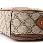 GG Supreme Monogram Textured Calfskin Emblem Mini Crossbody Beige Dark Brown