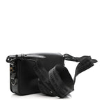 Saffiano Striped Mini Diag Binder Clip Bag Black White