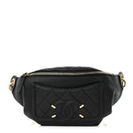Caviar Quilted Filigree Waist Bag Black
