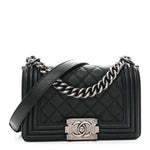 Caviar Quilted Small Boy Flap Black