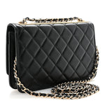 Lambskin Quilted Trendy CC Wallet On Chain WOC Black