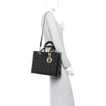 Patent Cannage Large Lady Dior Black