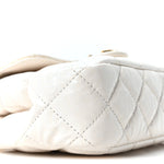 Shiny Crumpled Calfskin Quilted Small Wavy CC Hobo White