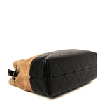 Suede Calfskin Shiny Lambskin Quilted Small Coco Base Shopping Bag Beige Black