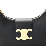 Smooth Calfskin Medium Strap Ava Triomphe Shoulder Bag Black
