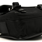 Re-Nylon Saffiano Pocket Double Snap Buckle Shoulder Bag Black