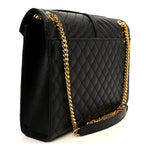 Grain De Poudre Textured Mixed Matelasse Large Triquilt Monogram Satchel Black
