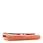 Patent Calfskin Striped Clutch With Chain Flap Red