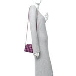 Tweed Quilted Mini Clutch With Chain Purple