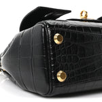 Calfskin Crocodile Embossed Mini Bel Air Carry All Bag Black