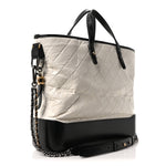 Aged Calfskin Quilted Large Gabrielle Shopping Tote White Black