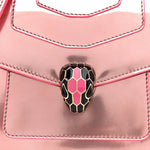 Metallic Calfskin Serpenti Forever Top Handle Pink