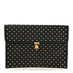 Calfskin Studded Skull Envelope Clutch Black