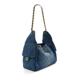 Washed Denim Quilted Small Chanel 25 Handbag Blue
