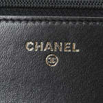 Lambskin Quilted Golden Class Wallet on Chain WOC Black