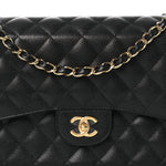 Caviar Quilted Jumbo Double Flap Black