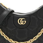 Calfskin GG Matelasse Mini Hobo Shoulder Bag Black
