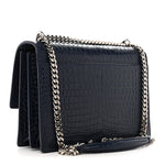 Calfskin Crocodile Embossed Medium Monogram Sunset Navy
