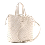 Calfskin Intrecciato Small Castello Bucket Bag White