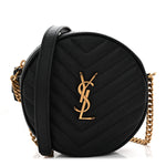 Grain De Poudre Matelasse Chevron Quilted Round Vinyle Camera Bag Black