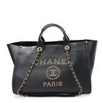 Caviar Medium Studded Deauville Tote Black