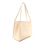 Caviar Stitched Pocket CC Large Tote Light Beige