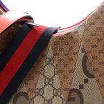 GG Supreme Monogram Mix Monogram Web Patchwork Large Attache Shoulder Bag Beige Multicolor