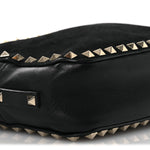Calfskin Suede Rockstud Camera Crossbody Bag Black