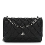 Caviar Quilted Wallet on Chain WOC Black