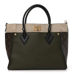 Calfskin Monogram On My Side MM Laurier Green Toffee Latte Beige