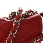 Caviar Quilted Jumbo Single Flap Dark Red