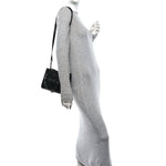 Textured Dollar Calfskin Web Monochrome Mini Diana Tote Bag Black