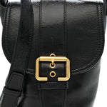 Shiny Calfskin Camera Crossbody Black