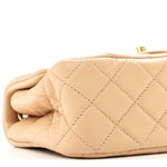 Lambskin Quilted Mini Pearl Crush Flap Beige