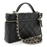 Caviar Quilted Top Handle Slim Vanity With Chain Black