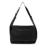 Pebbled Calfskin Rockstud Messenger Black