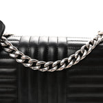Soft Calfskin Impunture Diagramme Large Chain Flap Shoulder Bag Black