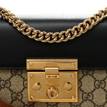GG Supreme Monogram Calfskin Small Padlock Shoulder Bag Beige Black Cuir