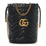 Calfskin Matelasse Mini GG Marmont 2.0 Bucket Bag Black