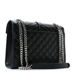 Grain De Poudre Textured Mixed Matelasse Triquilt Medium Monogram Satchel Black