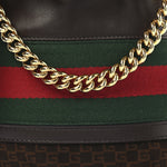 Suede Calfskin Web G Logo Bucket Bag Dark Brown