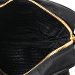 Nylon Vela Saffiano Double Zip Crossbody Black
