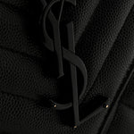 Grain De Poudre Textured Mixed Matelasse Triquilt Medium Monogram Monochrome Satchel Black