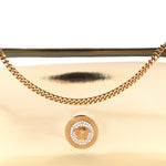 Patent Metallic Crystal Medusa Clutch On Chain Gold