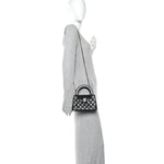 Shiny Aged Calfskin Quilted Nano Kelly Shopper Black