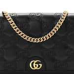 Calfskin GG Matelasse Chain Wallet Black