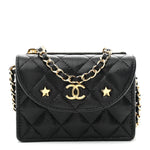 Caviar Quilted Clutch With Chain Black