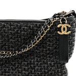 Tweed Calfskin Quilted Medium Gabrielle Hobo Black